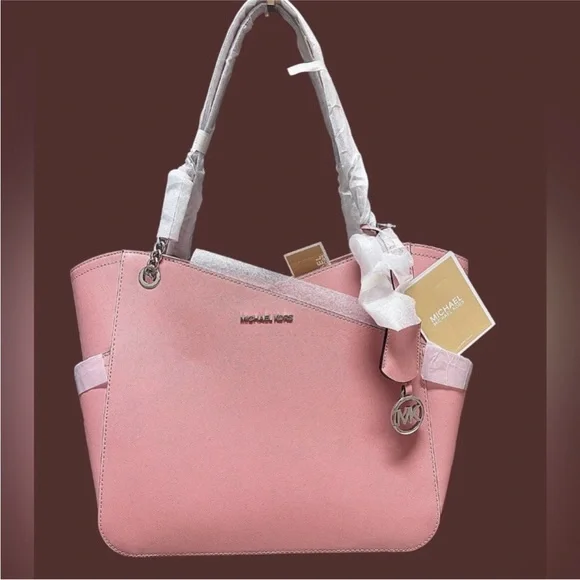 Michael Kors Saffiano Leather LX Tote Jet Set Series NWT Primrose Pink . - Picture 5 of 11